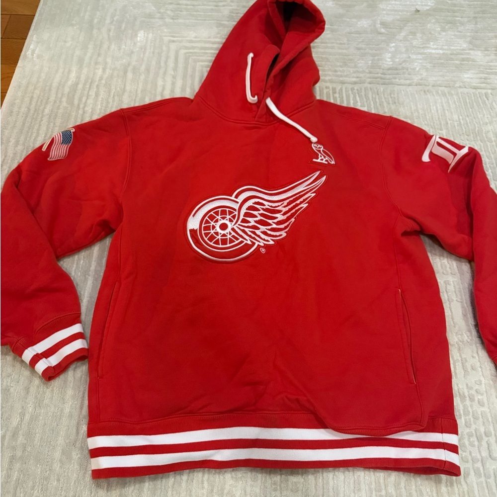 Men's Detroit Red Wings OVO x NHL Red Pullover Hoodie